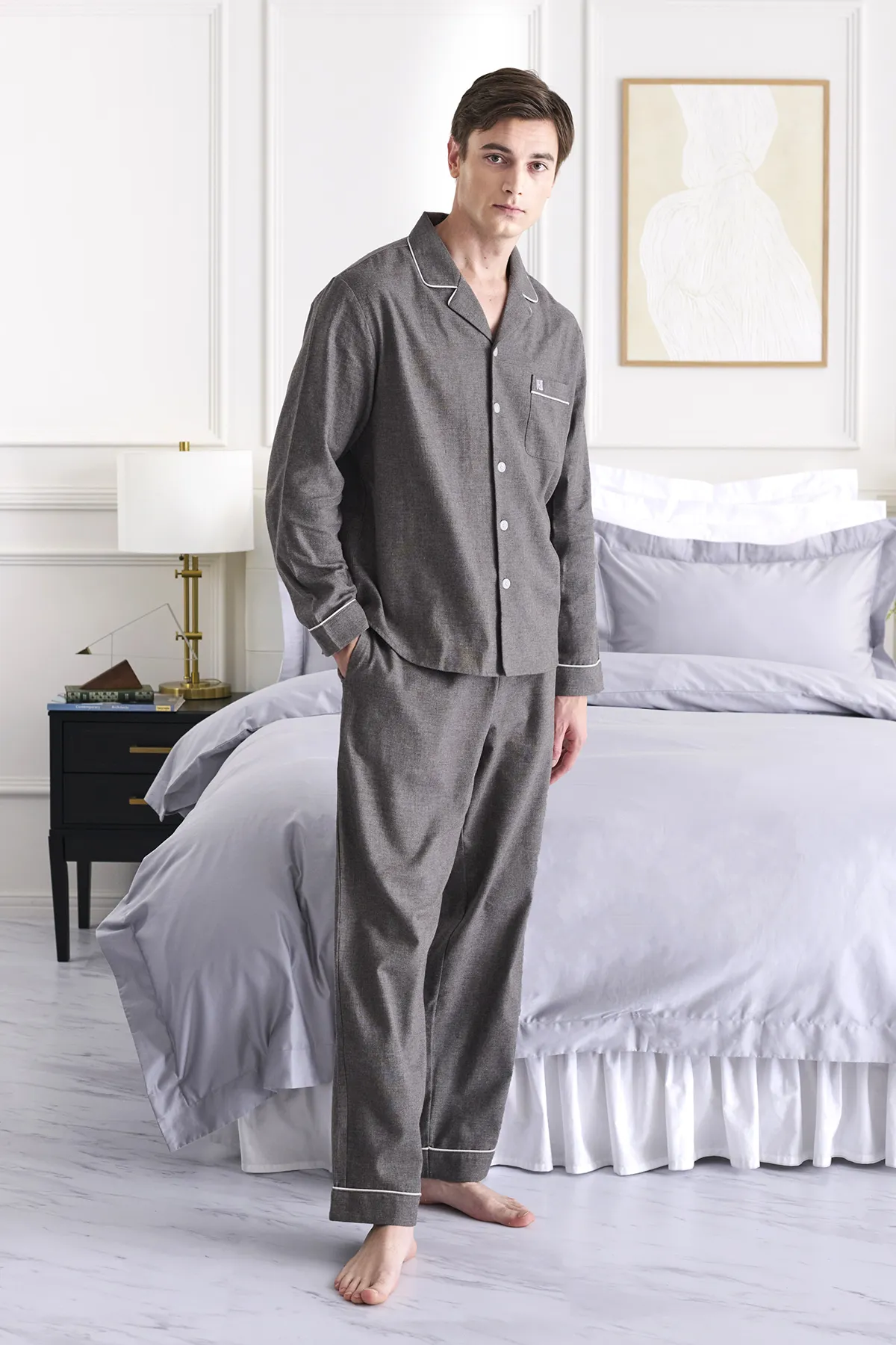 イニシャル刺繍のできるペアパジャマ ｜ メンズ