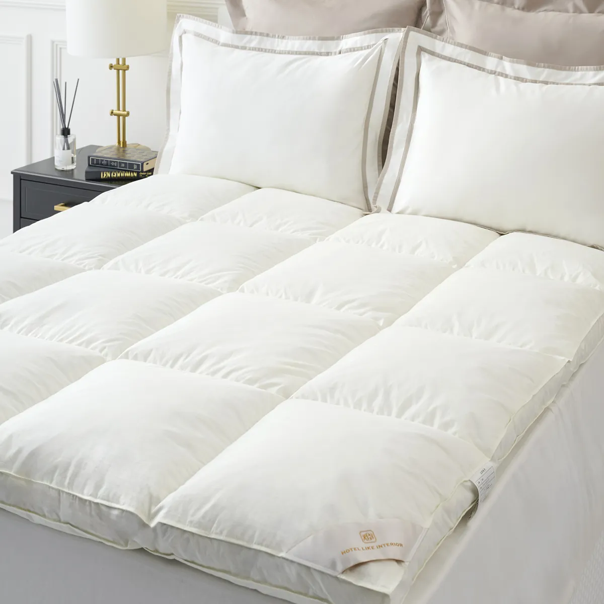ホテルライクインテリア ダウン・フェザー　ベッドパッド　100cm＊200cm ダウン・フェザーベッドパッド 厚め｜高級ホテル仕様｜ホテルライク