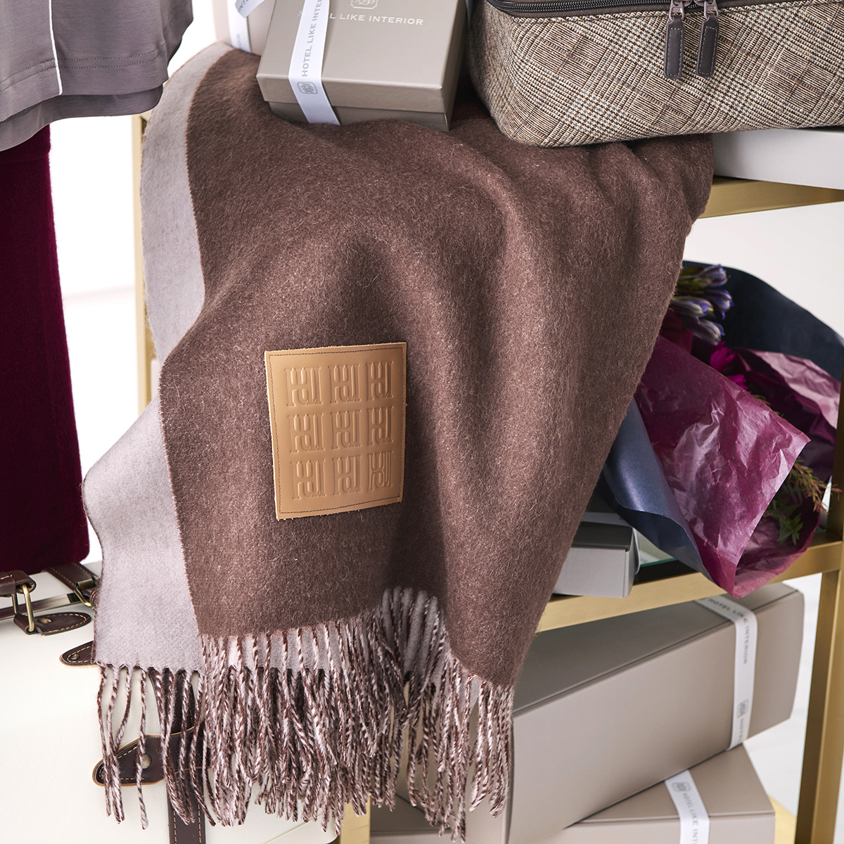 ウールカシミヤスローケット チェスナット