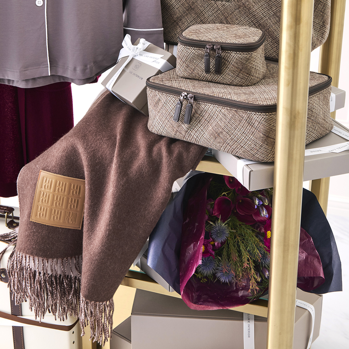 ウールカシミヤスローケット チェスナット